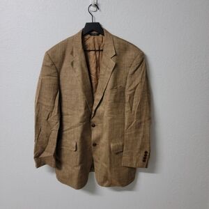 Brooks Brother Brown Herringbone Silk Linen Wool Blazer Men's 42R Regular
